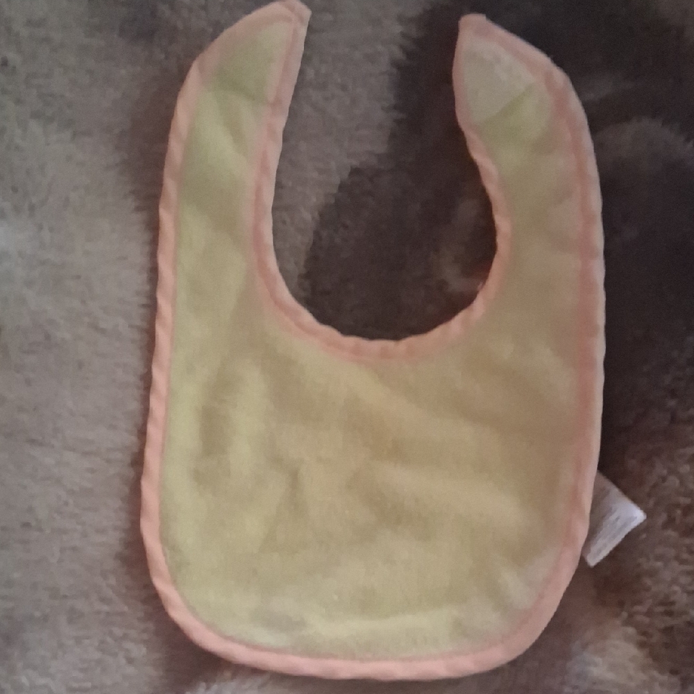Baby Essentials Soft Yellow Bib with Pink Trim